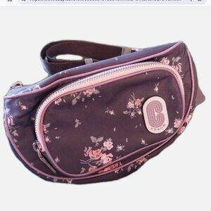 Coach Court Belt Bag Rose Bouquet Print Midnight Multi Zip Purse